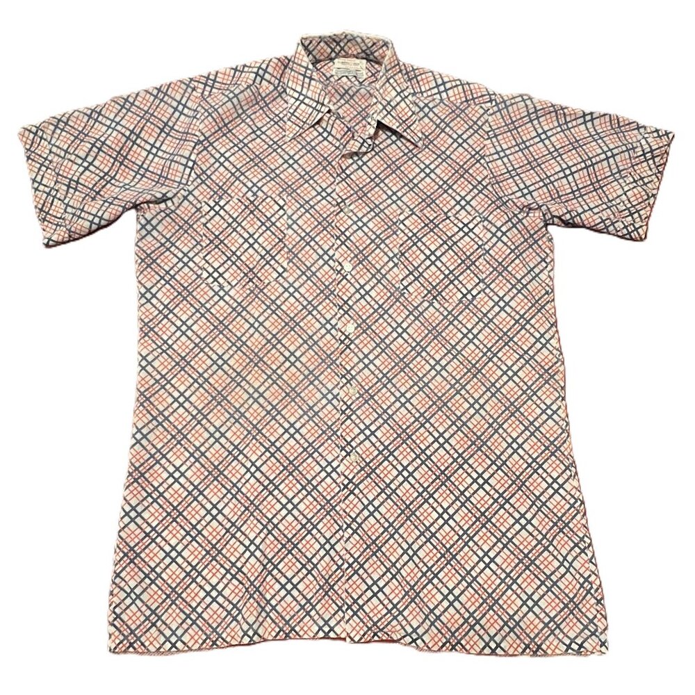 VTG 60's Mod-style Plaid The King Size Co. Buttoned-down Shirt, Men's Med